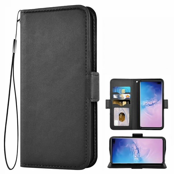 Compatible with Samsung Galaxy S10 Black PU Leather Cover Flip Case for Samsung Galaxy S10 